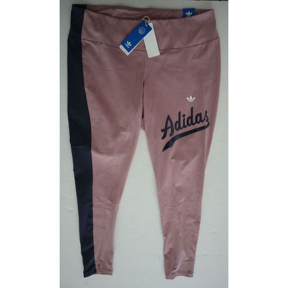 adidas HE7091 Women's Plus Sz 3XL Magic Mauve/Navy Tight Fit High Rise Tights - Picture 1 of 9